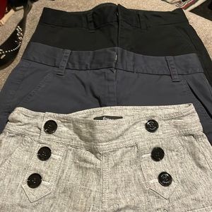 Bundle of 5 items. 3 shorts and 2 long sleeve sweaters.